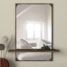 Espejo de pared con estante EKOL 70x45 cm marrón