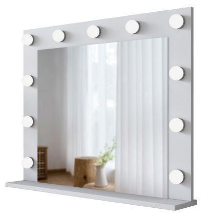 Espejo de pared con estante RANI 90x71,8 cm blanco