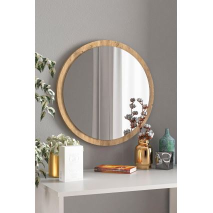 Espejo de pared d. 45 cm pino atlántico