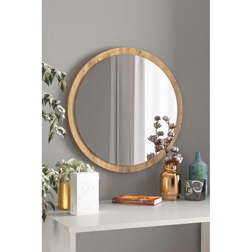 Espejo de pared d. 45 cm pino atlántico