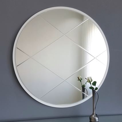 Espejo de pared diá. 60 cm blanco