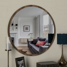 Espejo de pared GLOB diámetro 59 cm marrón