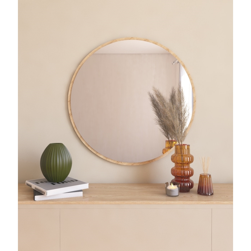 Espejo de pared OZZE diá. 60 cm marrón