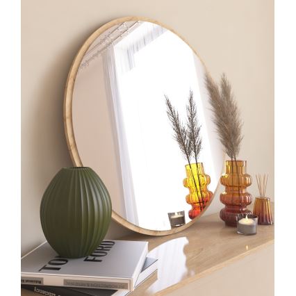 Espejo de pared OZZE diá. 60 cm marrón