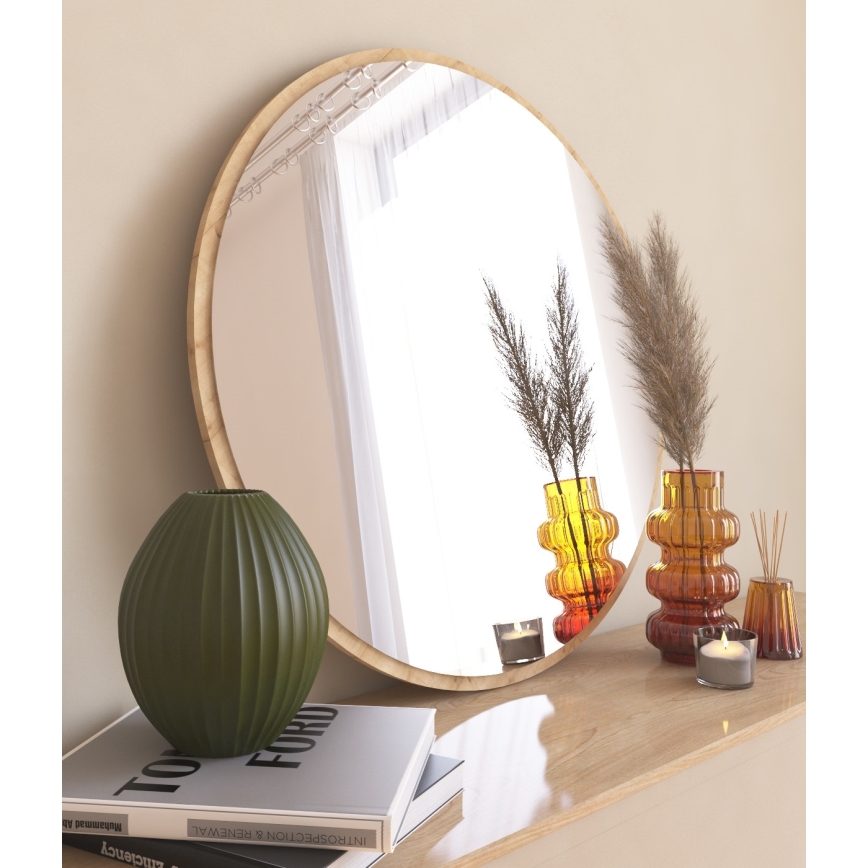 Espejo de pared OZZE diá. 60 cm marrón