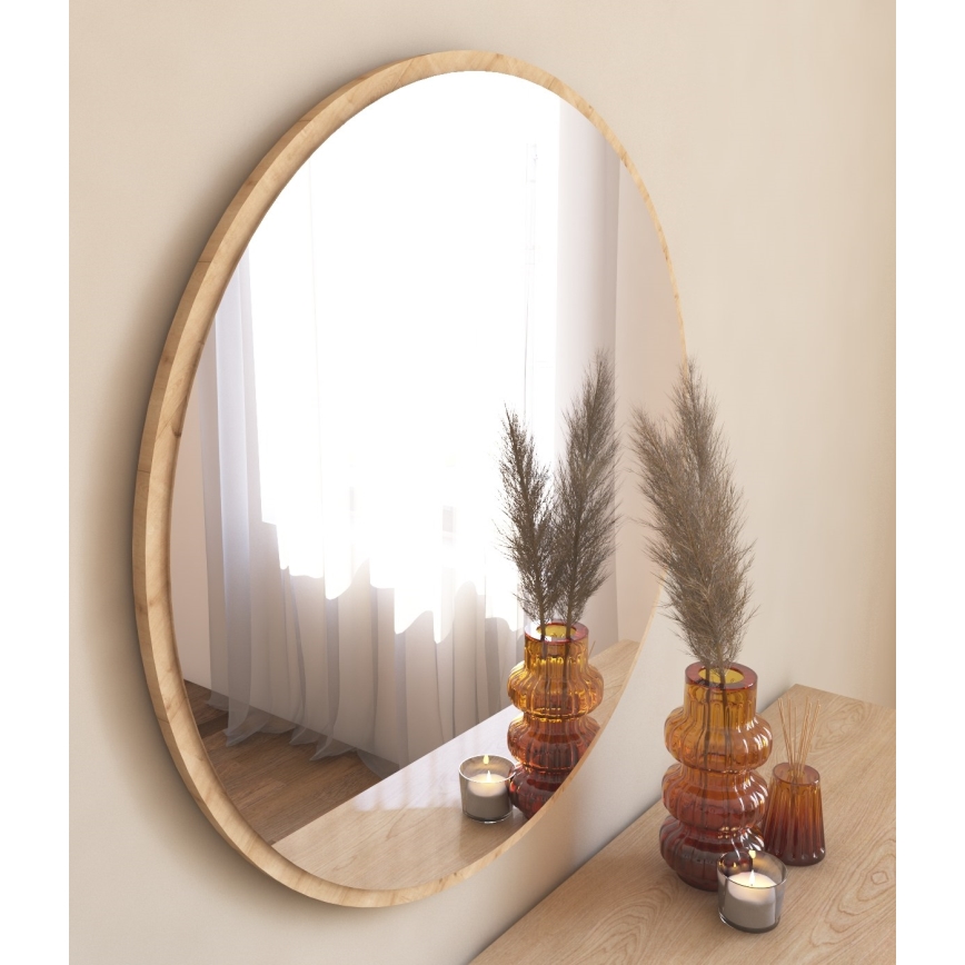 Espejo de pared OZZE diá. 60 cm marrón