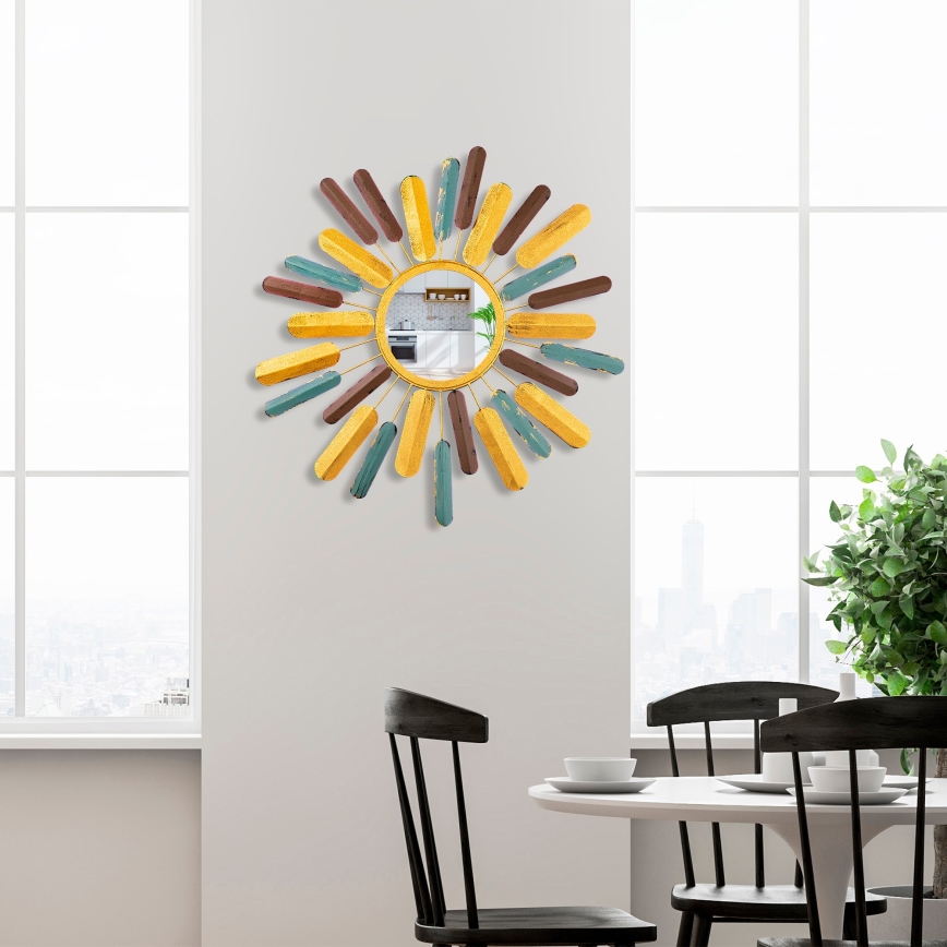 Espejo de pared SOL diá. 75 cm amarillo