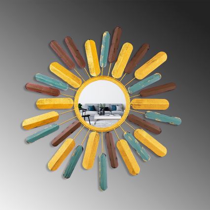 Espejo de pared SOL diá. 75 cm amarillo