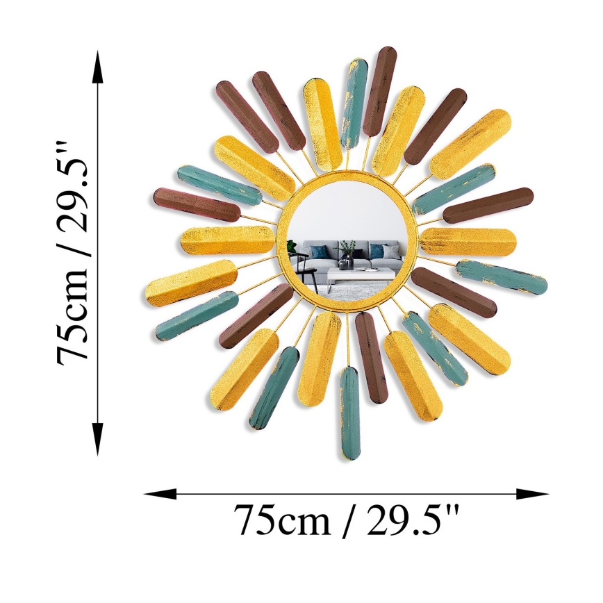 Espejo de pared SOL diá. 75 cm amarillo