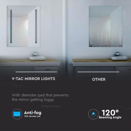 Espejo retroiluminado LED con calefacción para baño LED/17W/230V IP44