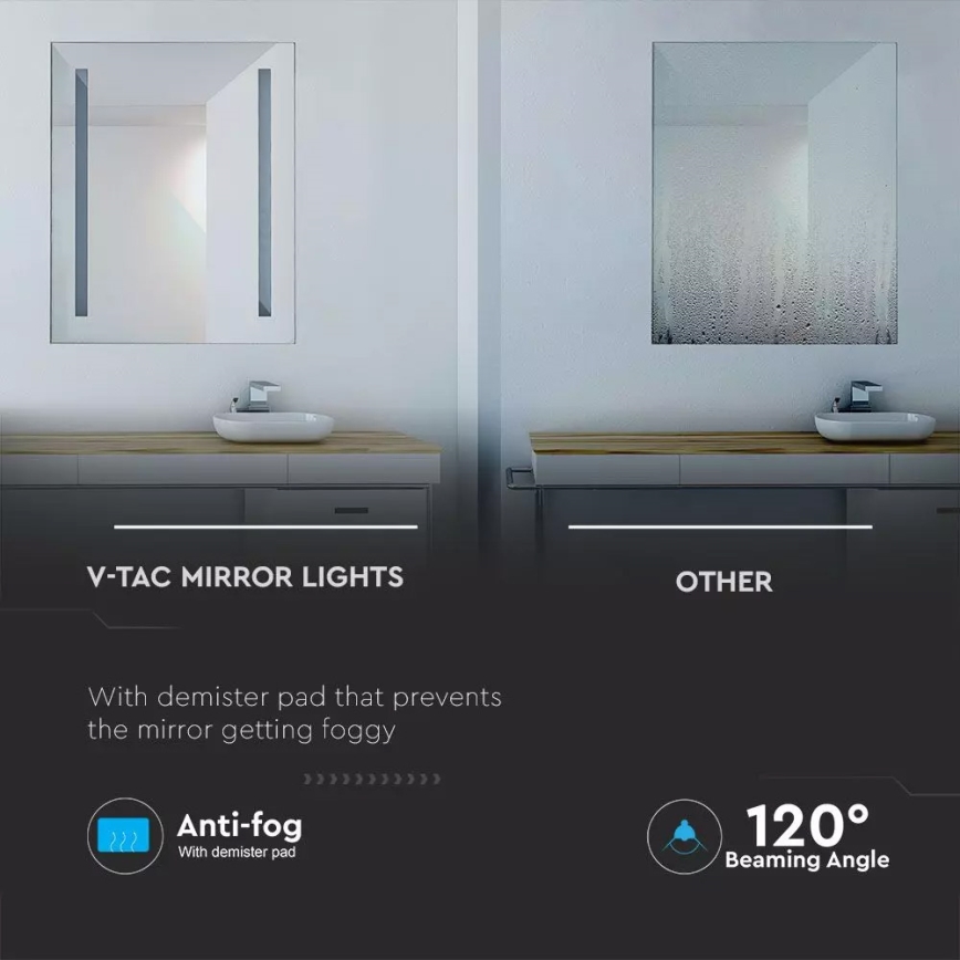 Espejo retroiluminado LED con calefacción para baño LED/17W/230V IP44