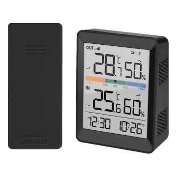 Estacion meteorologica con despertador 2xAAA negro