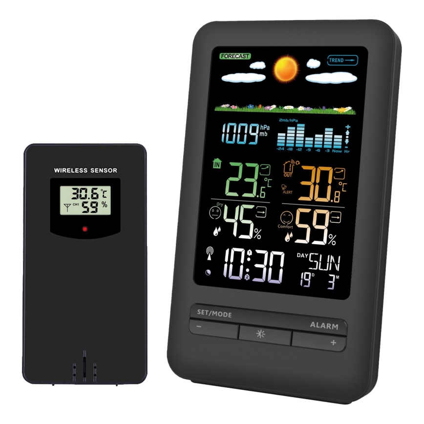 Estacion meteorologica con pantalla LCD 2xAA negro
