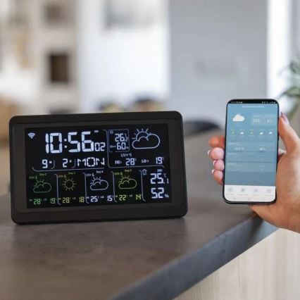 Estacion meteorologica con pantalla LCD GoSmart 5/230V Wi-Fi Tuya negro