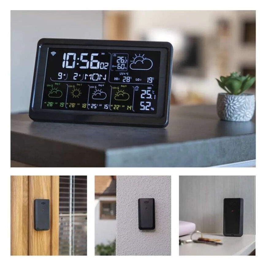 Estacion meteorologica con pantalla LCD GoSmart 5/230V Wi-Fi Tuya negro
