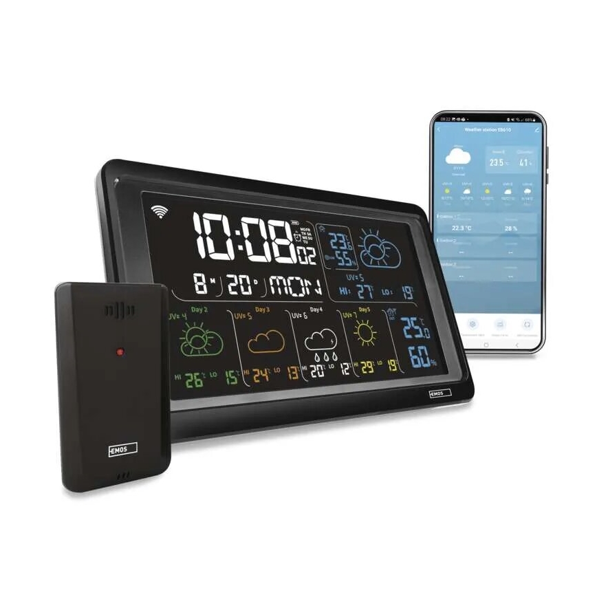 Estacion meteorologica con pantalla LCD GoSmart 5/230V Wi-Fi Tuya negro