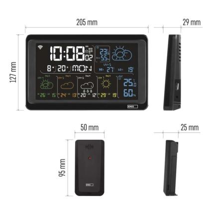 Estacion meteorologica con pantalla LCD GoSmart 5/230V Wi-Fi Tuya negro