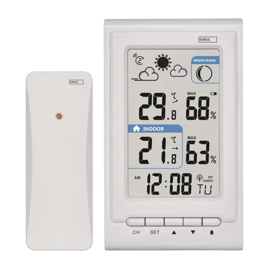 Estación meteorológica inalámbrica con alarma 2xAAA blanco