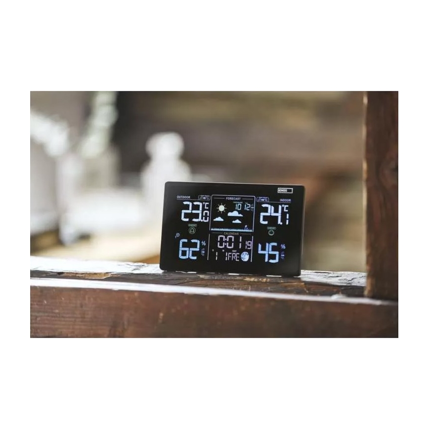 Estación meteorológica inalámbrica con alarma 3xAAA negro