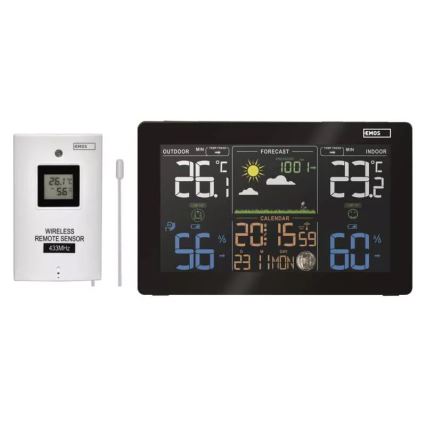 Estación meteorológica inalámbrica con alarma 3xAAA negro