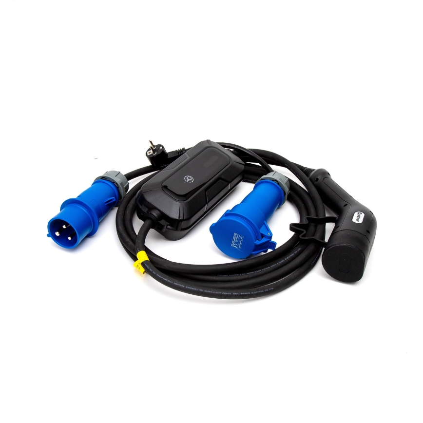 Estaciones de recarga para vehículos eléctricos EV/PHEV AC Tipo 2 32A/230V 7,4kW IP55 5m + adaptador 230V 3,7kW + estuche
