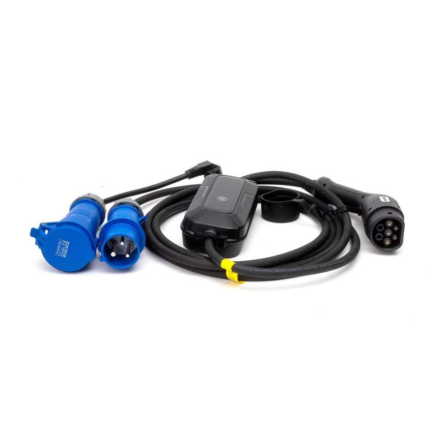 Estaciones de recarga para vehículos eléctricos EV/PHEV AC Tipo 2 32A/230V 7,4kW IP55 5m + adaptador 230V 3,7kW + estuche