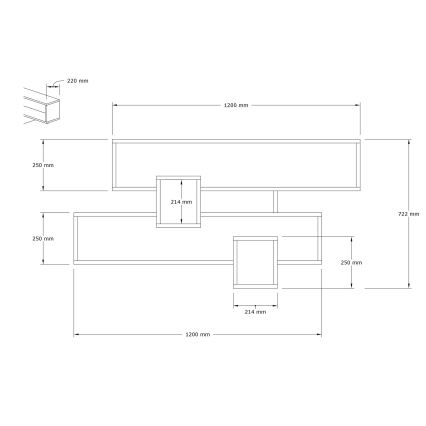 Estante de pared KAREN 120x72,2 cm antracita/marrón