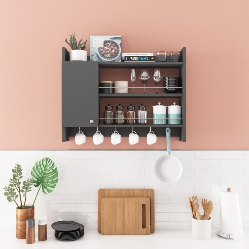 Estante de pared para cocina KNERR 65x85 cm antracita