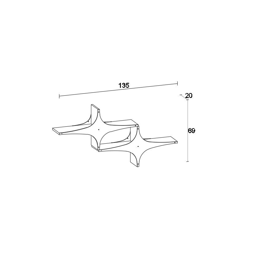 Estante de pared SUSEN 69x135 cm blanco/negro
