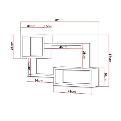 Estante de pared TRIO 54x87 cm roble wotan/blanco