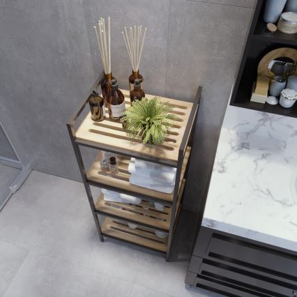 Estantería de baño STRALSUND 110x45 cm roble/negro