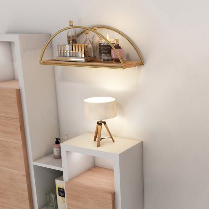 Estantería de pared 45x18 cm roble/dorado