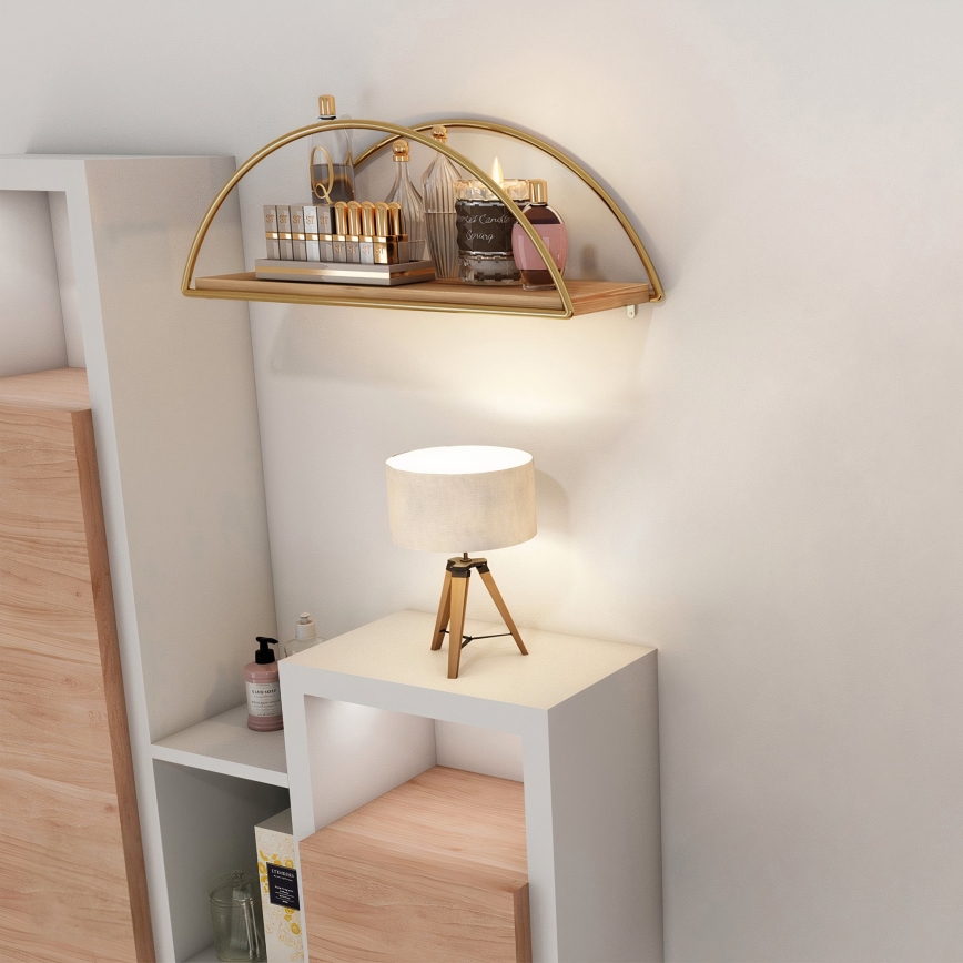 Estantería de pared 45x18 cm roble/dorado