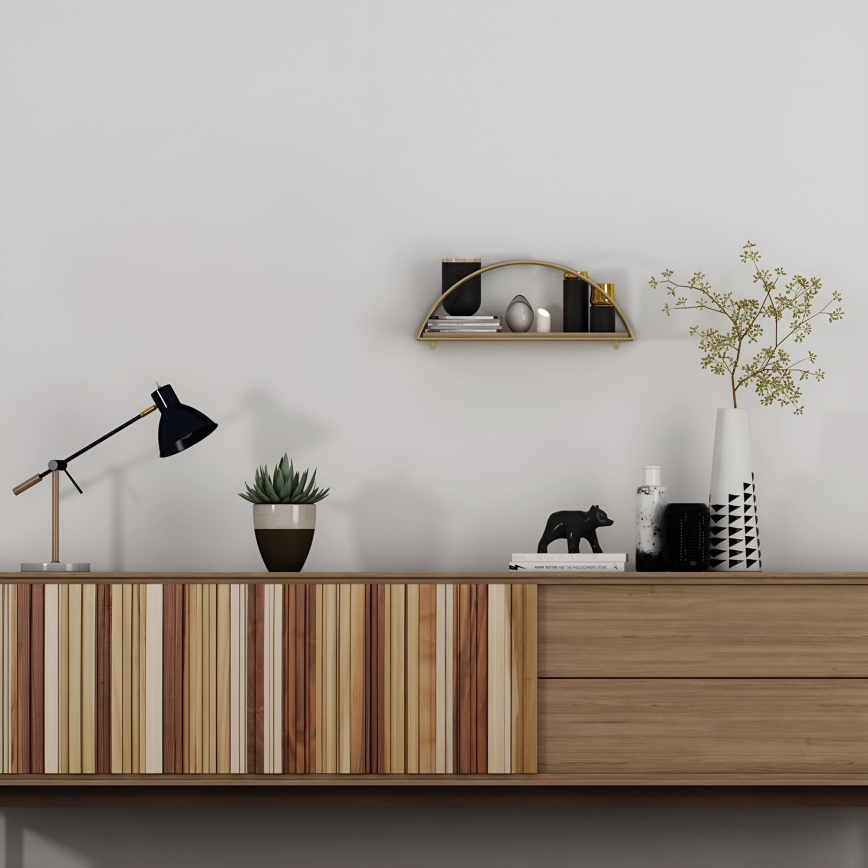 Estantería de pared 45x18 cm roble/dorado