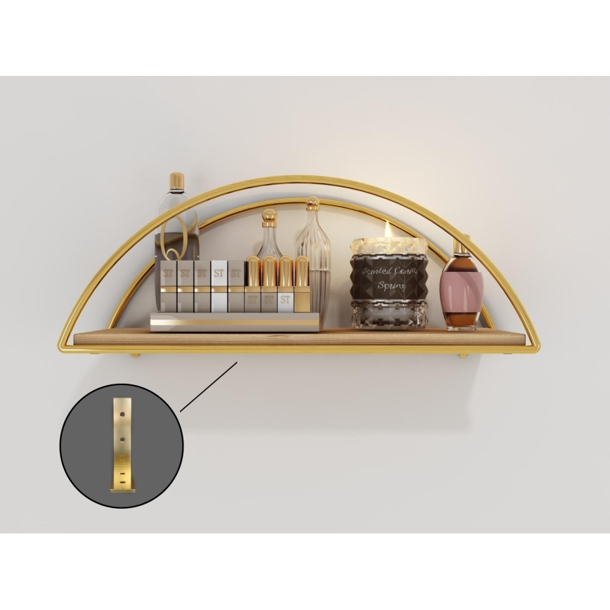 Estantería de pared 45x18 cm roble/dorado