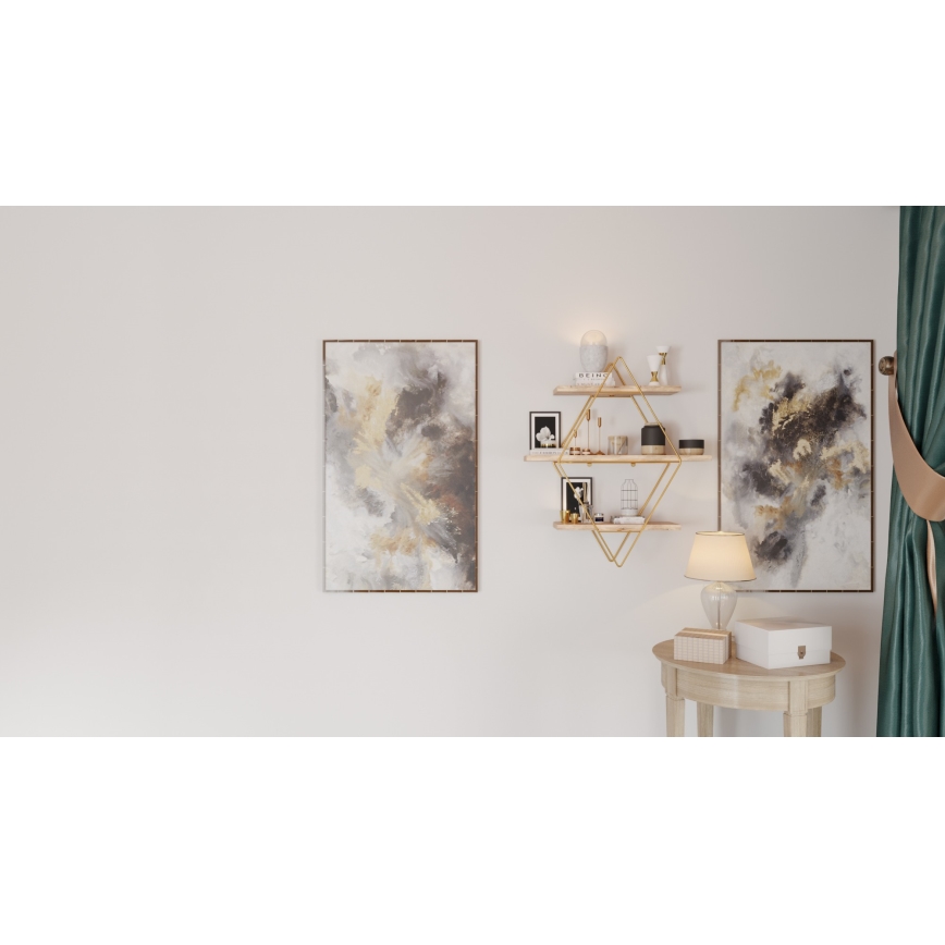Estantería de pared 70x60 cm dorado/marrón