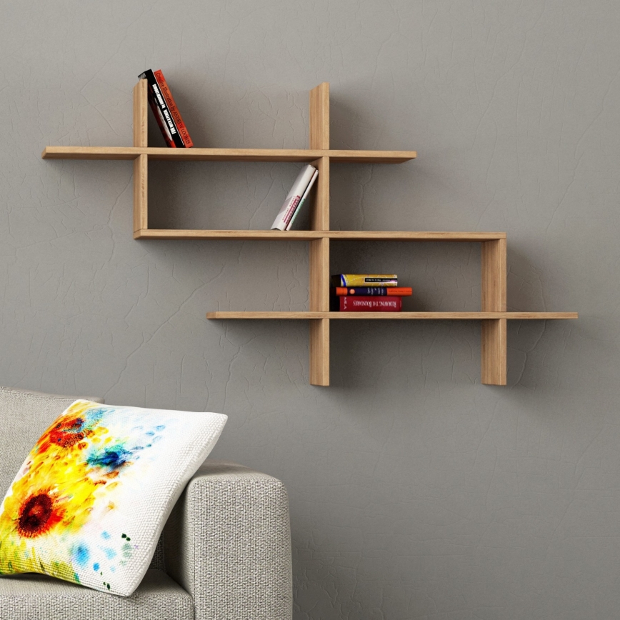 Estantería de pared HALIC 82x150 cm roble