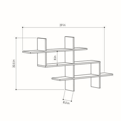 Estantería de pared HALIC 82x150 cm roble