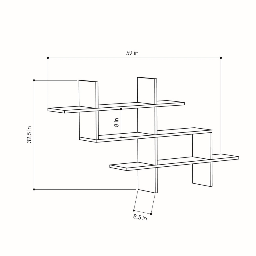 Estantería de pared HALIC 82x150 cm roble