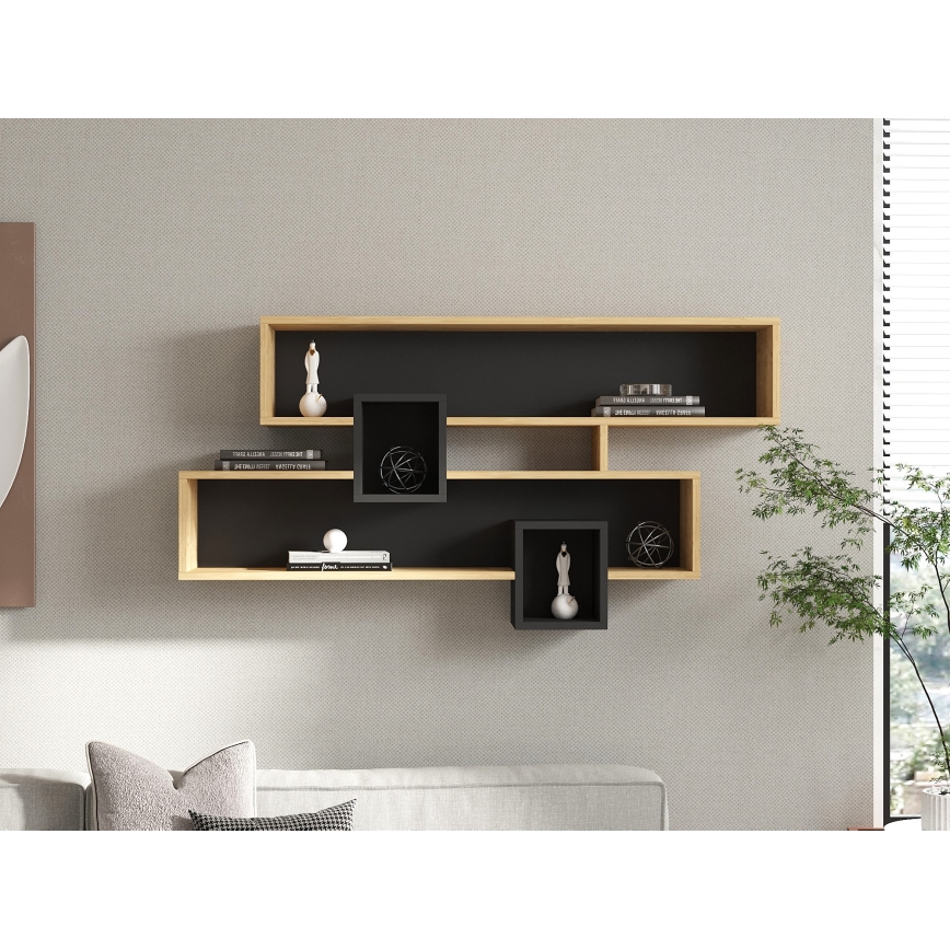 Estantería de pared KAREN 120x72,2 cm marrón/antracita