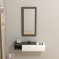 Estantería de pared + pared espejo VIEN blanco/antracita