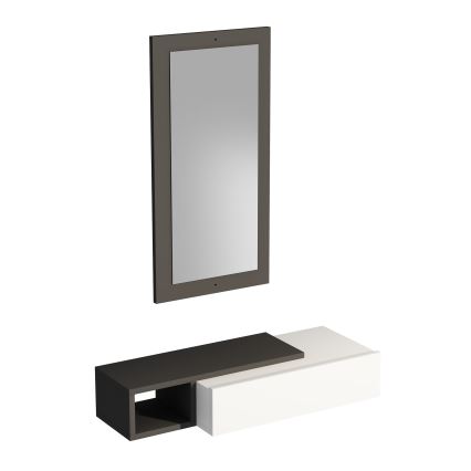 Estantería de pared + pared espejo VIEN blanco/antracita