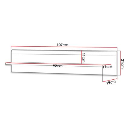 Estantería de pared PRIME 12x104 cm roble riviera/blanco