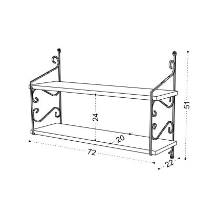 Estantería de pared SERAMONI 51x72 cm roble