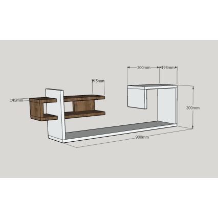 Estantería de pared STOR 30x90 cm blanco/marrón