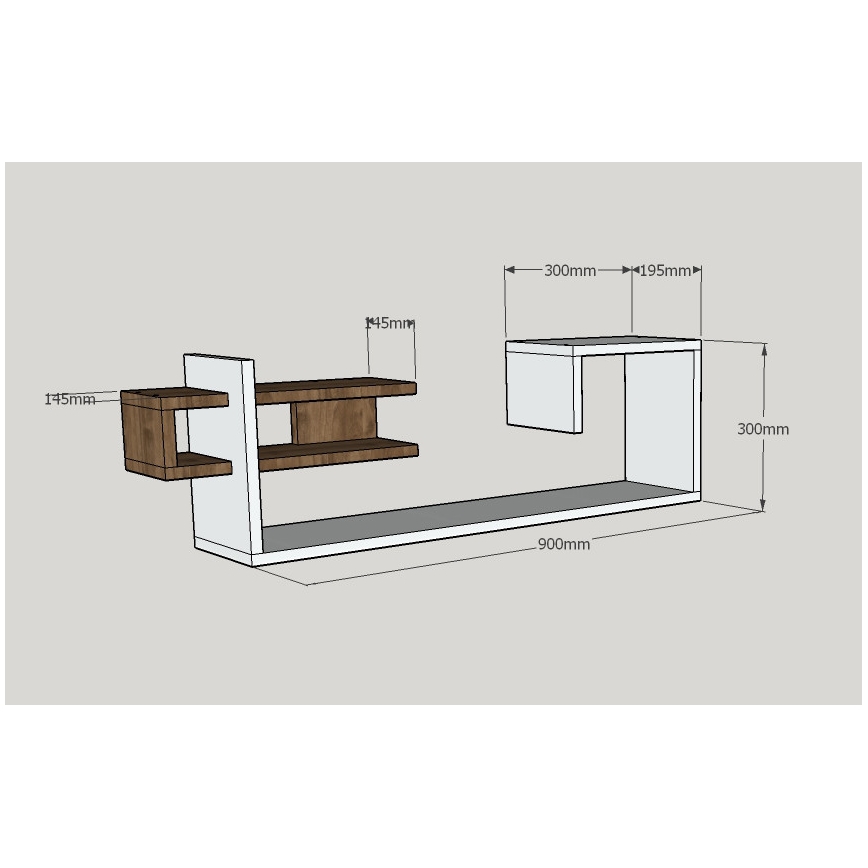 Estantería de pared STOR 30x90 cm blanco/marrón