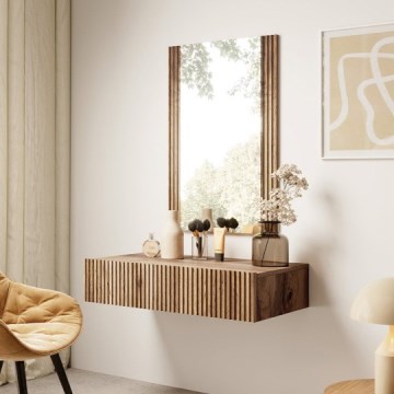 Estantería + espejo de pared CON roble wotan