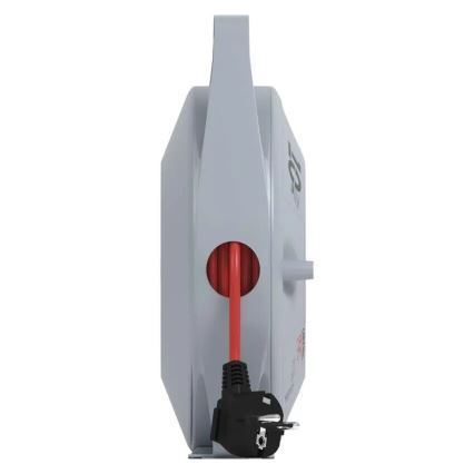 Extensión con carrete de cable con 4 enchufes 10m gris/rojo