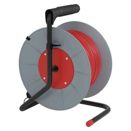 Extensión con carrete de cable con 4 enchufes 25m gris/rojo