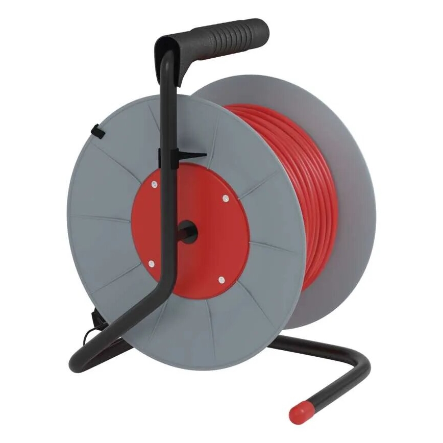 Extensión con carrete de cable con 4 enchufes 25m gris/rojo